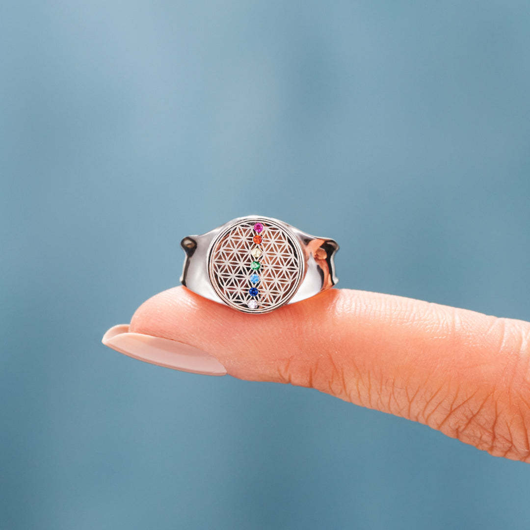 Breathe In Breathe Out And Move On Seven Chakras Ring