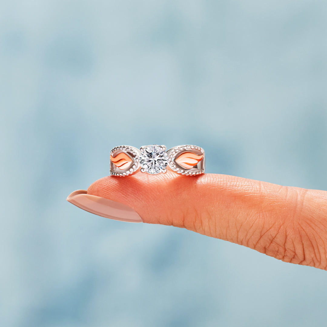 Until We Meet Again Elegant Circle Wings Ring