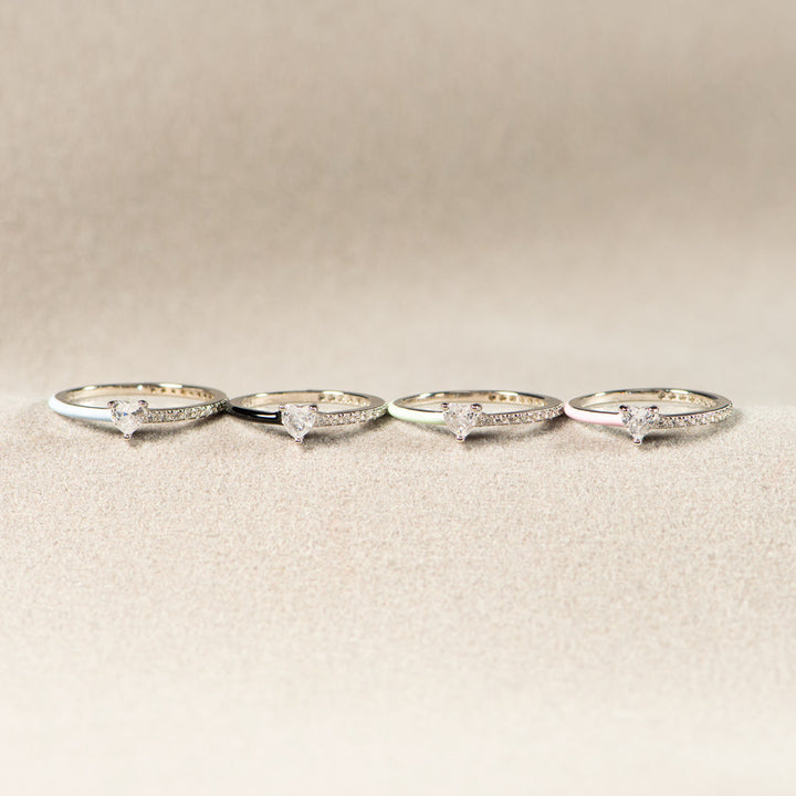 Best Bi♥︎ches Matching Half Enamel Heart-Cut Rings