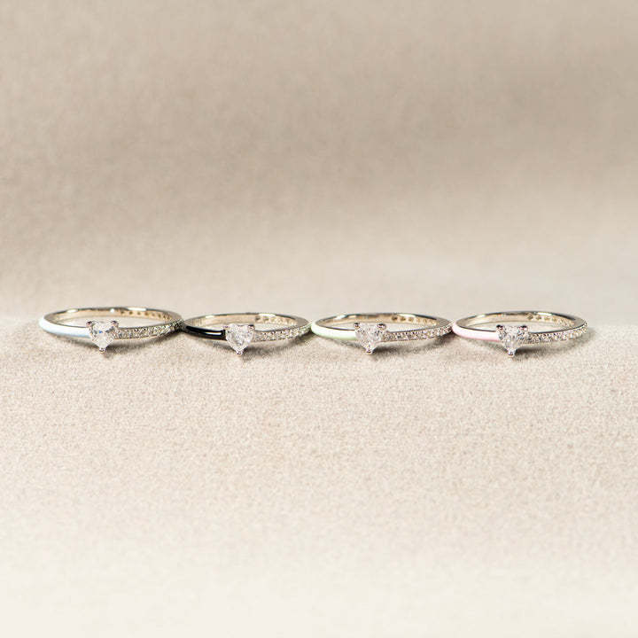 Best Bi♥︎ches Matching Half Enamel Heart-Cut Rings