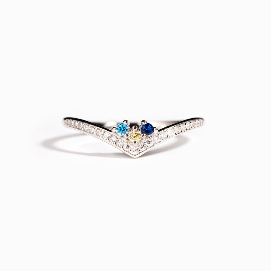 For Mom 1-5 Birthstones Chevron PAVÉ Ring