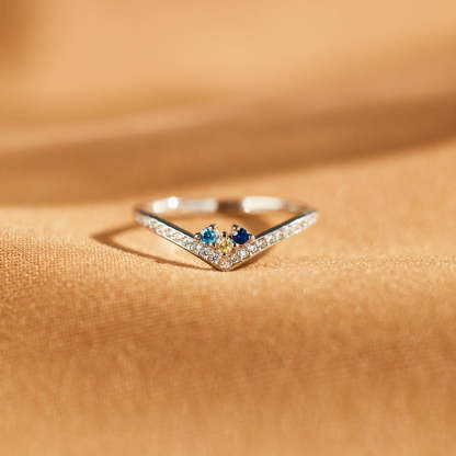 For Mom 1-5 Birthstones Chevron PAVÉ Ring