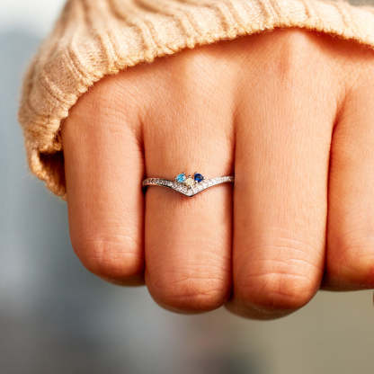 For Mom 1-5 Birthstones Chevron PAVÉ Ring