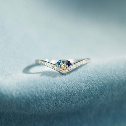 For Mom 1-5 Birthstones Chevron PAVÉ Ring