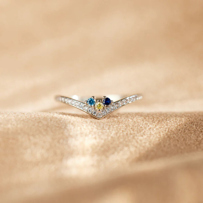 For Mom 1-5 Birthstones Chevron PAVÉ Ring