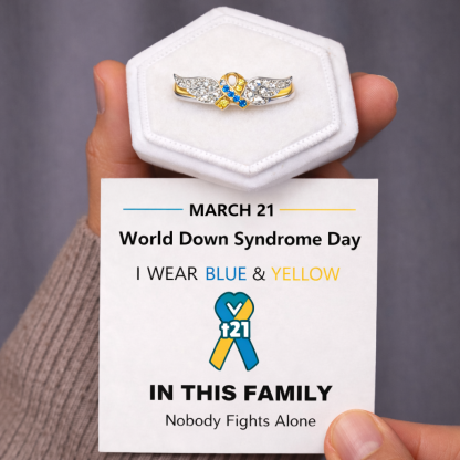 Blue & Yellow Hope Ribbon Ring