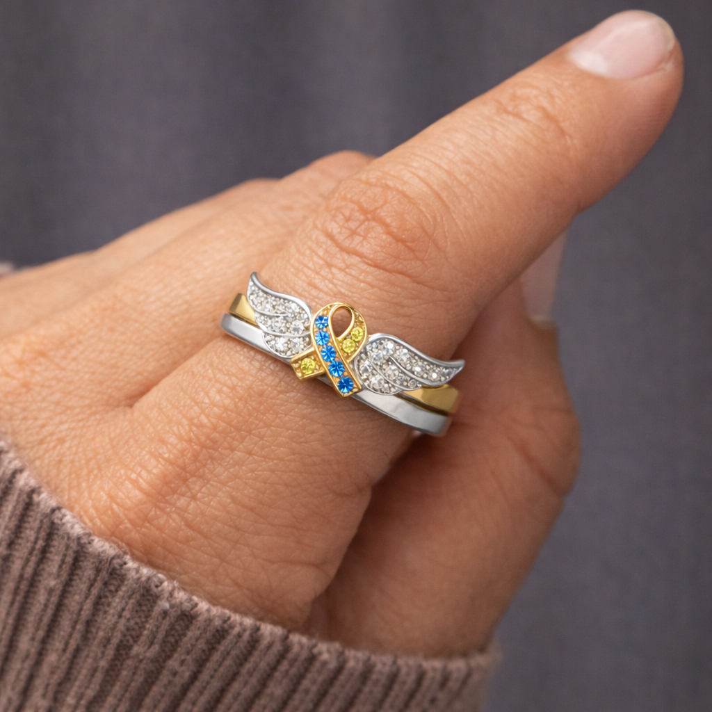 Blue & Yellow Hope Ribbon Ring