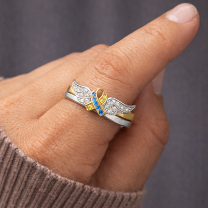 Blue & Yellow Hope Ribbon Ring