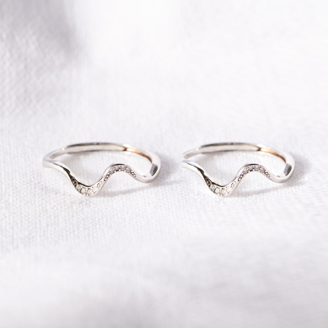 Matching Mother&Daughter Bond Special Sliver Wave Rings