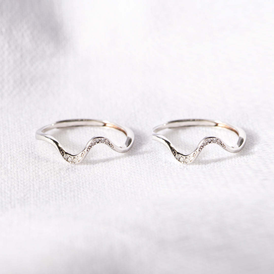 Matching Mother&Daughter Bond Special Sliver Wave Rings