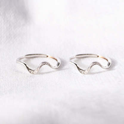 Matching Mother&Daughter Bond Special Sliver Wave Rings