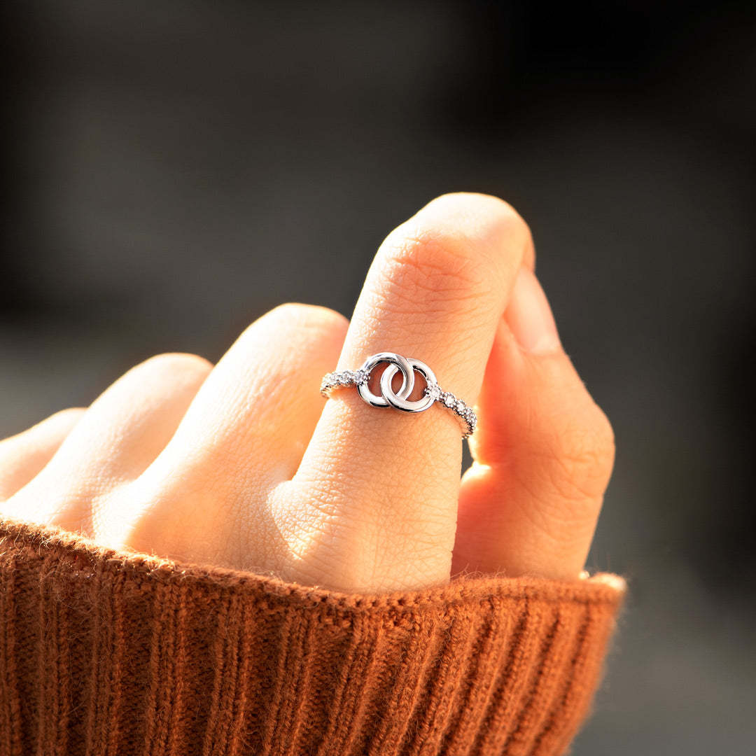 Mother & Daughter Forever Linked Pave Interlocking Ring