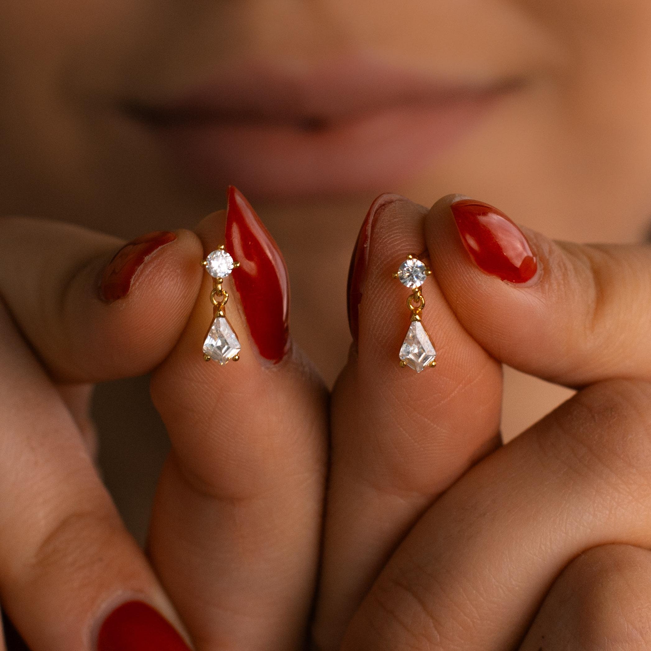 Classic Diamond Teardrop Stud Earrings