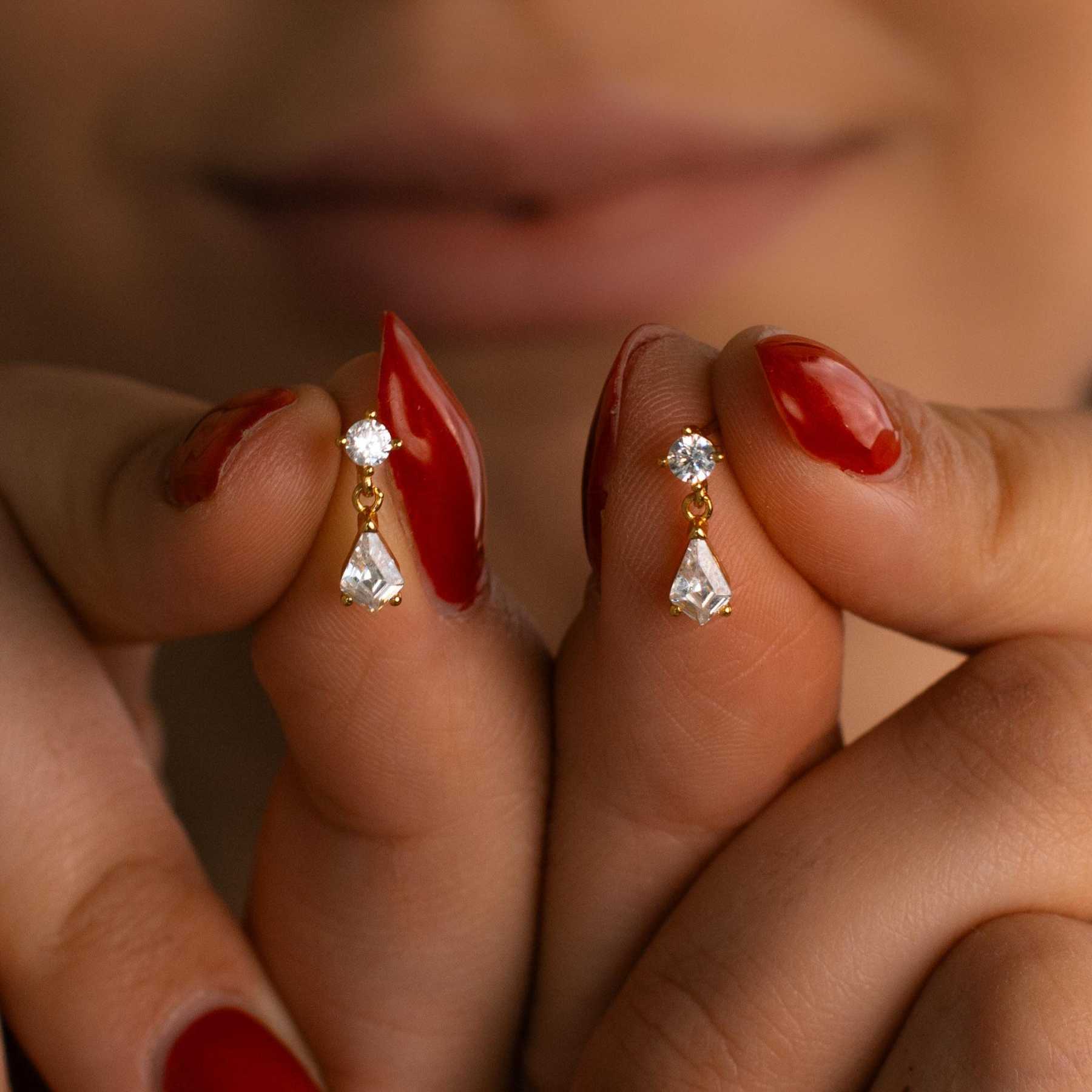 Classic Diamond Teardrop Stud Earrings