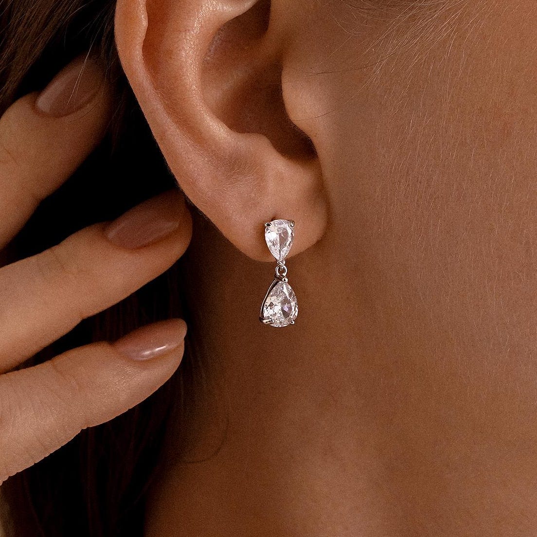 Classic Diamond Teardrop Stud Earrings