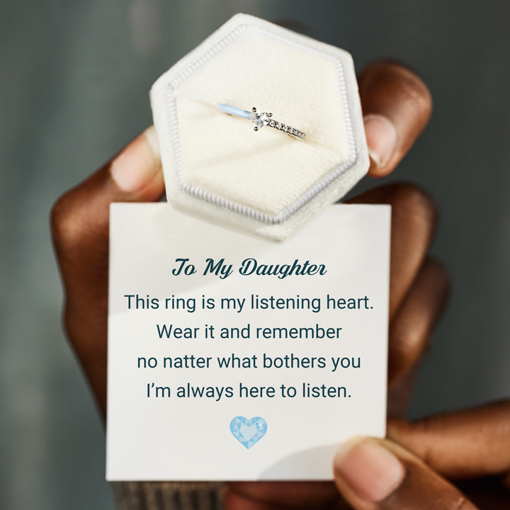 Give You My Listening Heart-Cut Half Enamel Ring