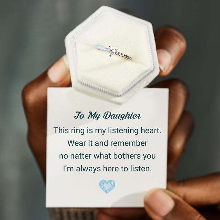 Give You My Listening Heart-Cut Half Enamel Ring
