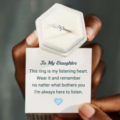 Give You My Listening Heart-Cut Half Enamel Ring