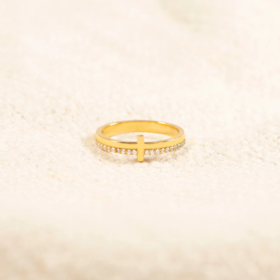 Never Quit Golden Cross Ring