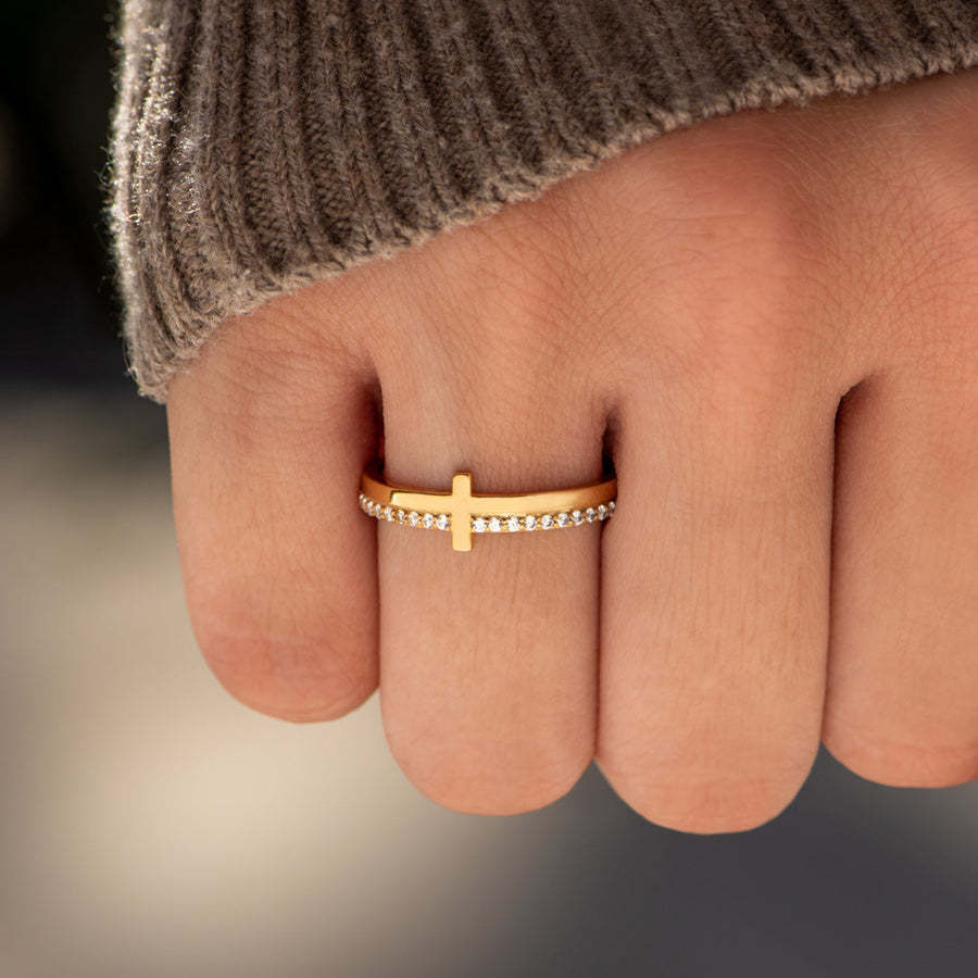 Never Quit Golden Cross Ring