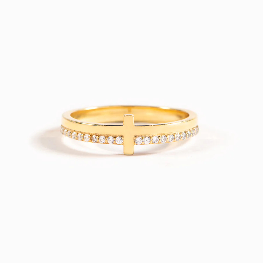 Never Quit Golden Cross Ring