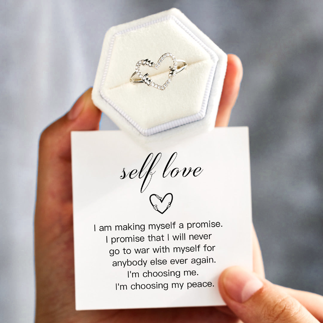  I'm Choosing My Peace Hollow Heart Ring