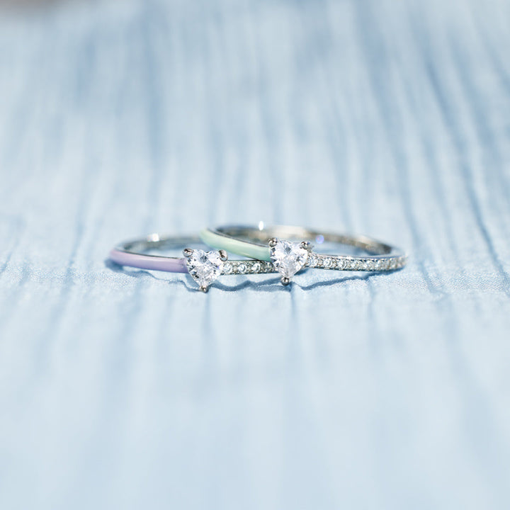 Best Bi♥︎ches Matching Half Enamel Heart-Cut Rings