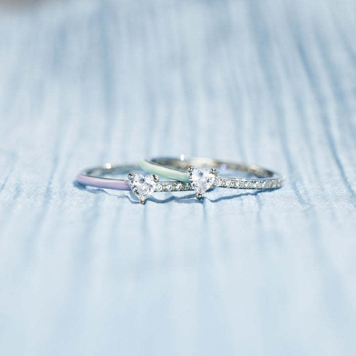Best Bi♥︎ches Matching Half Enamel Heart-Cut Rings