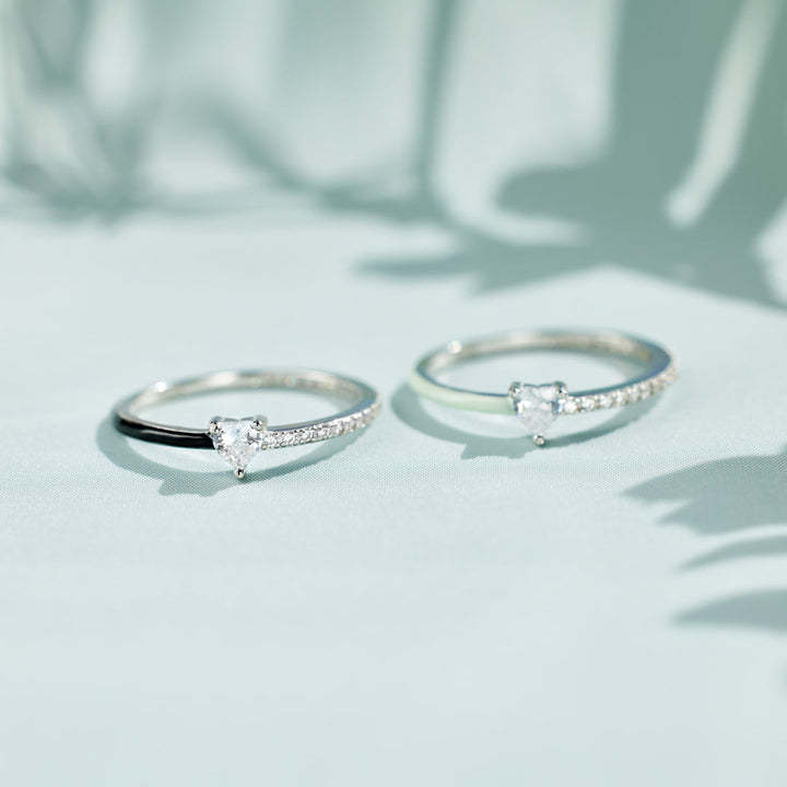 Best Bi♥︎ches Matching Half Enamel Heart-Cut Rings