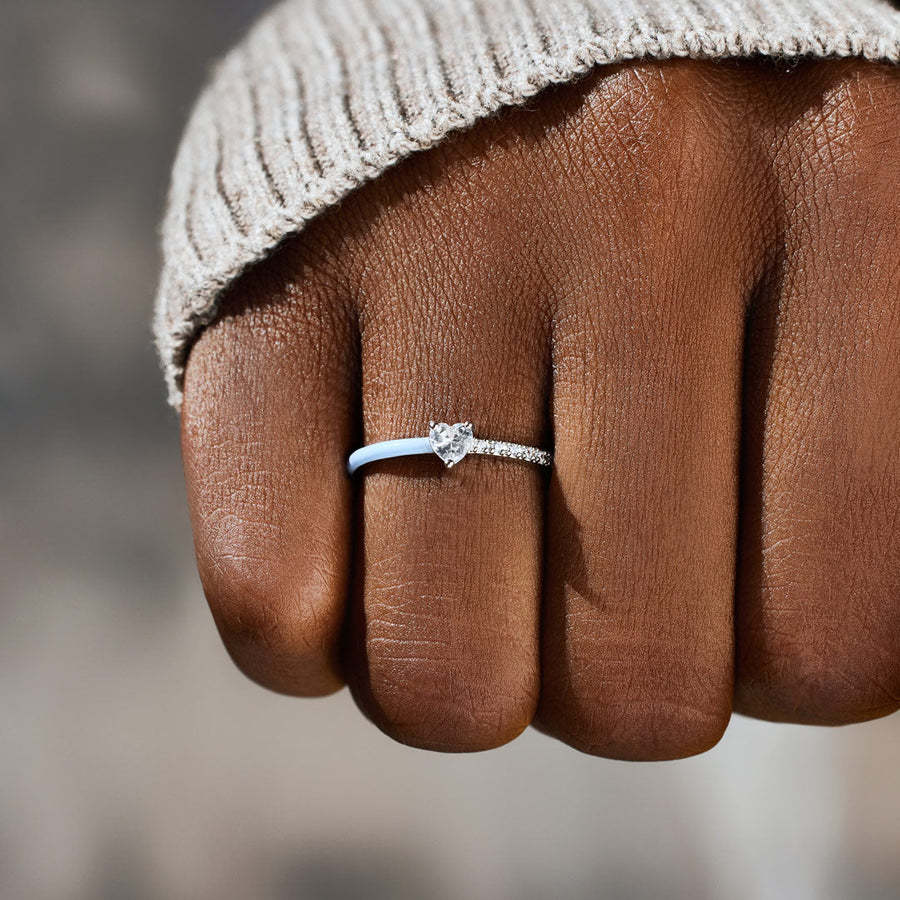 We Still Here Blue Enamel Heart Ring