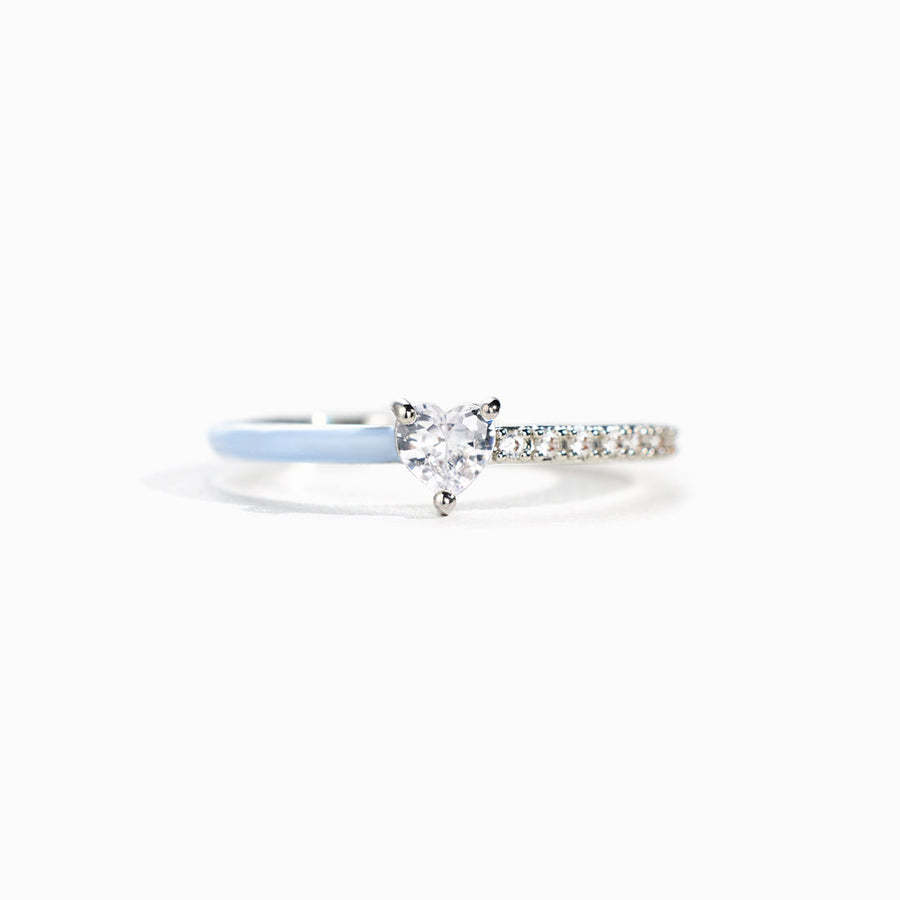 We Still Here Blue Enamel Heart Ring