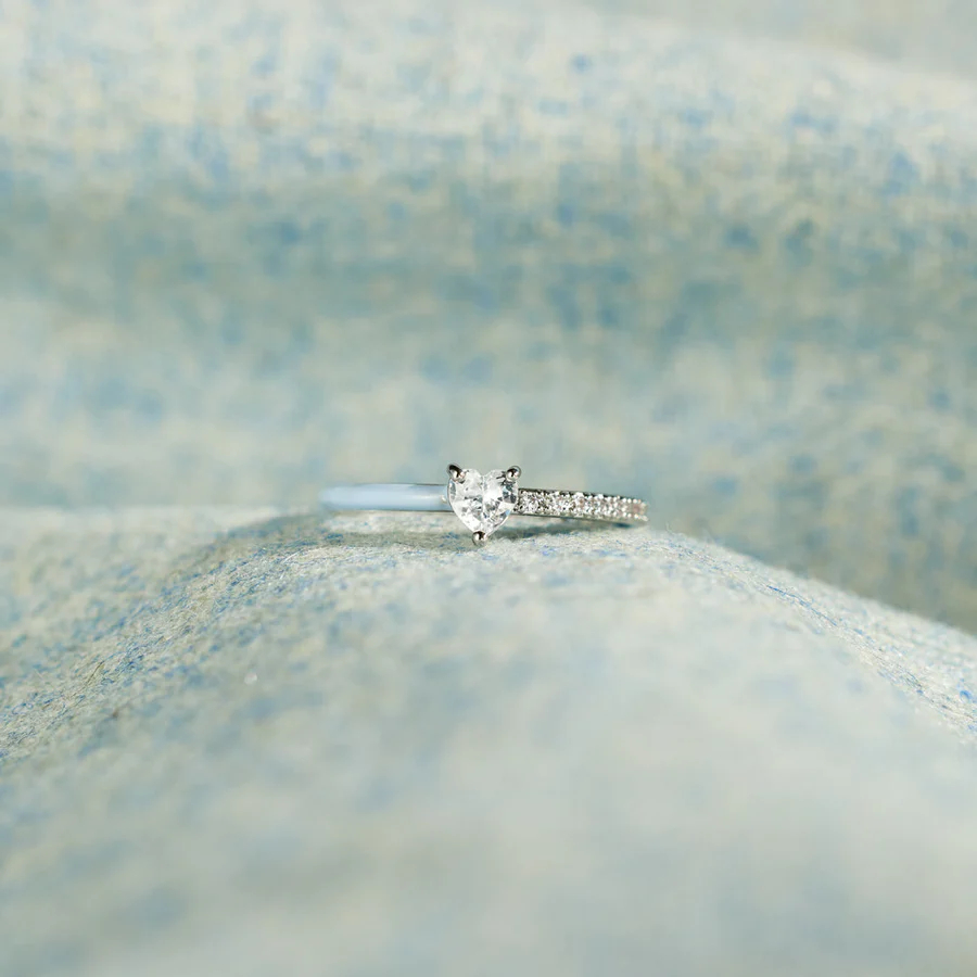 We Still Here Blue Enamel Heart Ring