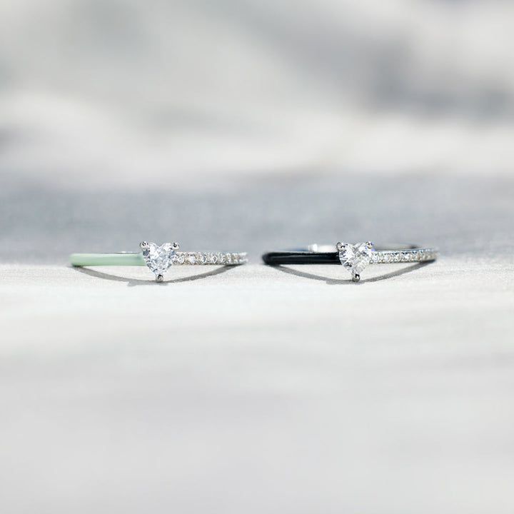 Give You My Listening Heart-Cut Half Enamel Ring