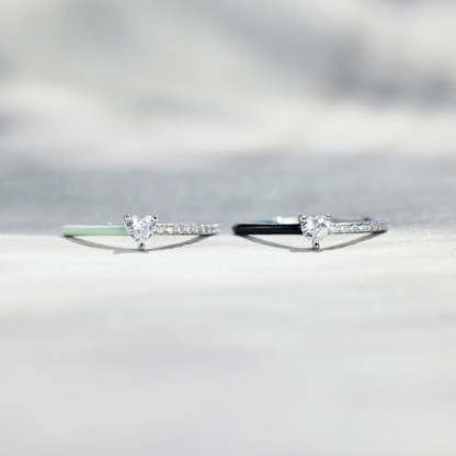 Give You My Listening Heart-Cut Half Enamel Ring