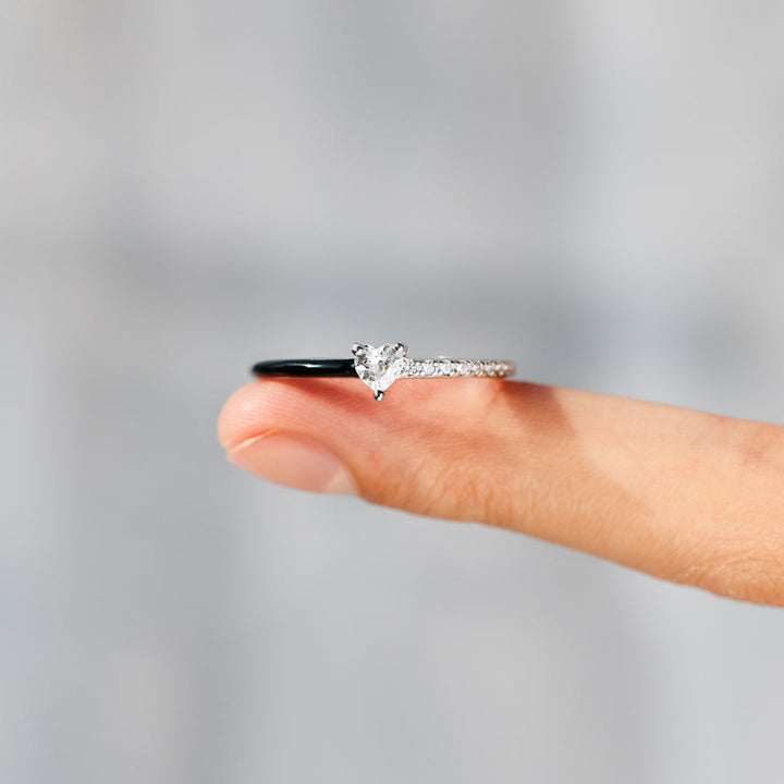 Give You My Listening Heart-Cut Half Enamel Ring