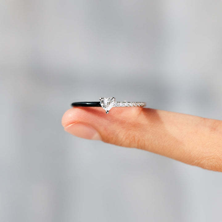 Give You My Listening Heart-Cut Half Enamel Ring