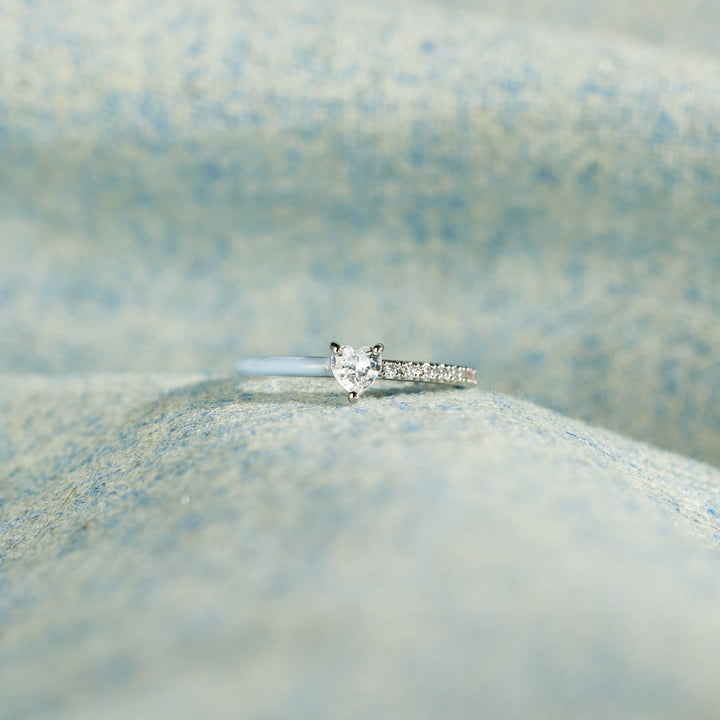 Give You My Listening Heart-Cut Half Enamel Ring