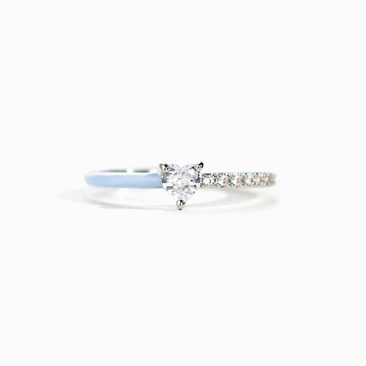 Give You My Listening Heart-Cut Half Enamel Ring