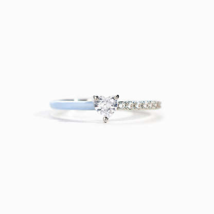 Give You My Listening Heart-Cut Half Enamel Ring