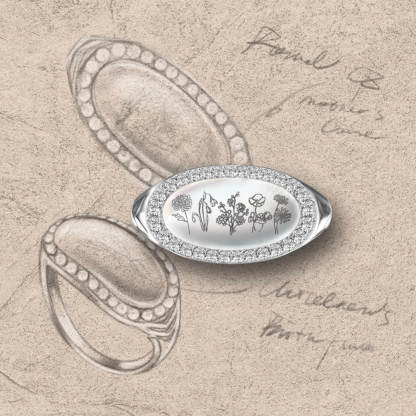 Family Wildflowers Garden Engraved Birth Flowers Shell Ring