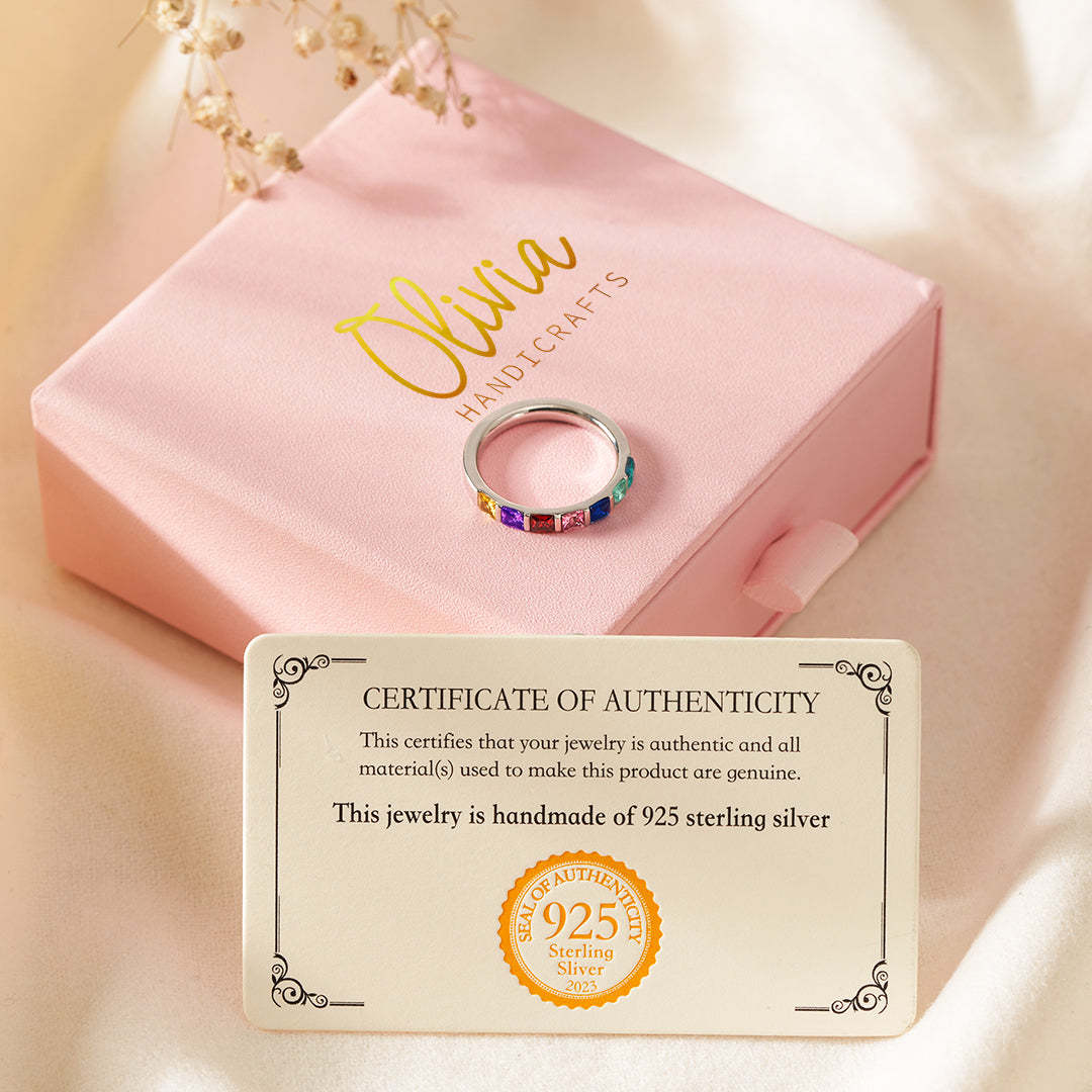 Personalized 1-7 Kids' Birthstone Square Ring