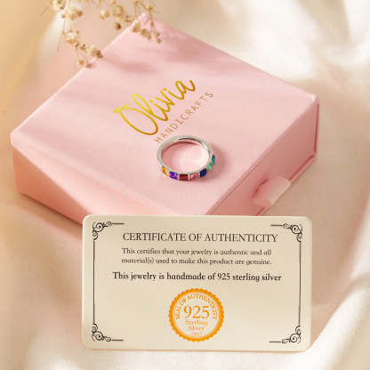 Personalized 1-7 Kids' Birthstone Square Ring