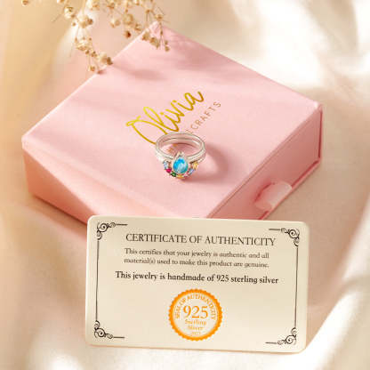 Personalized 1-7 Birthstones Water Drop Birthstone Ring