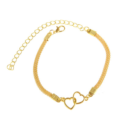Double Heart Charm Beach Ankle Bracelet