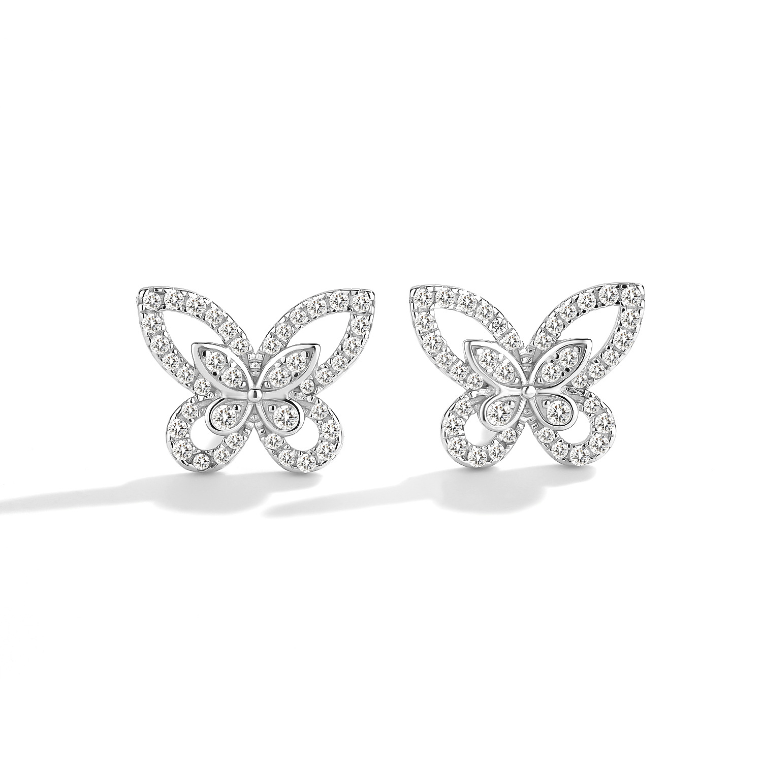 Luxury V-Gold Plated Hollow Butterfly Stud Earrings