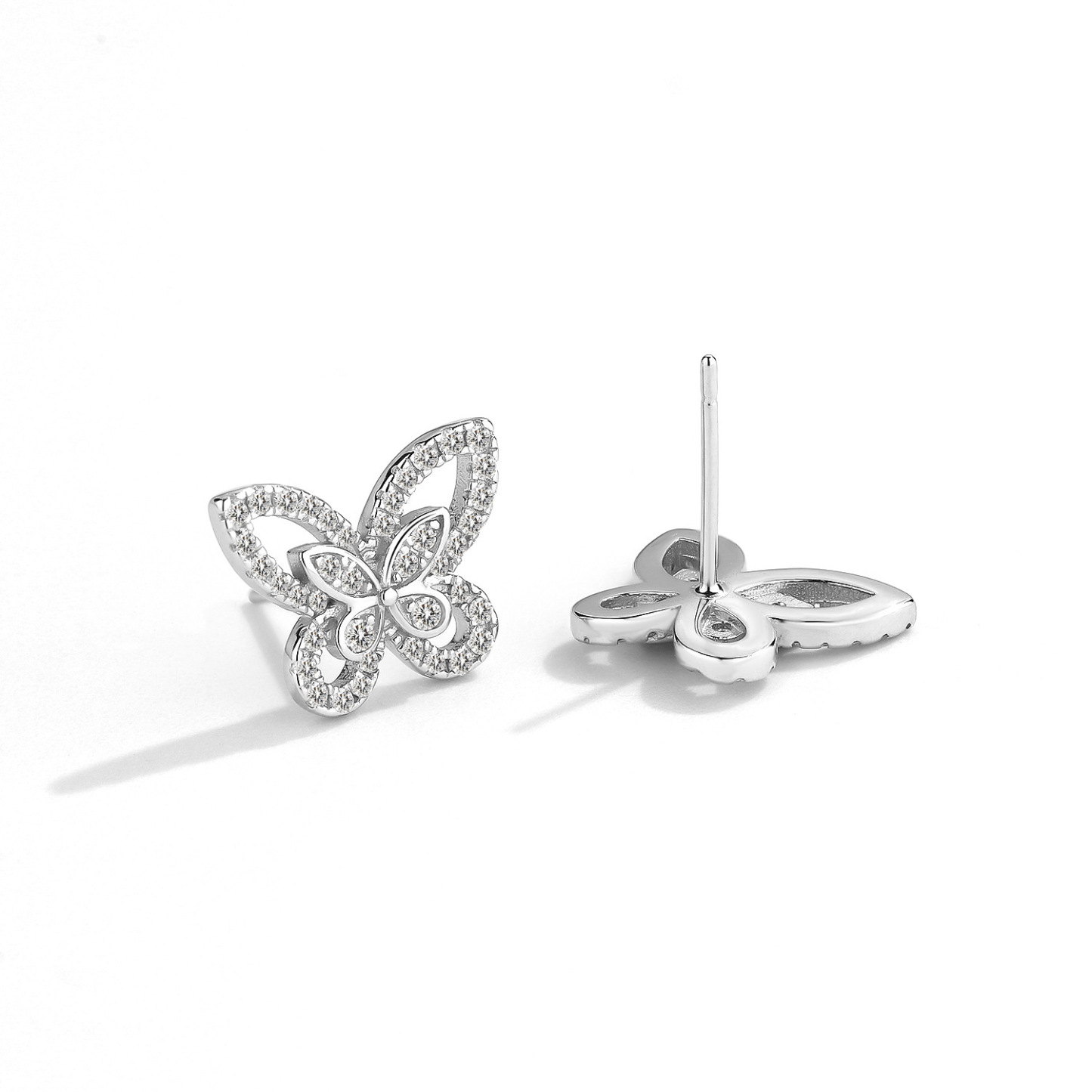 Luxury V-Gold Plated Hollow Butterfly Stud Earrings