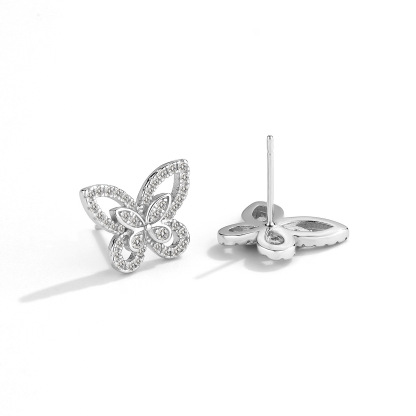 Luxury V-Gold Plated Hollow Butterfly Stud Earrings