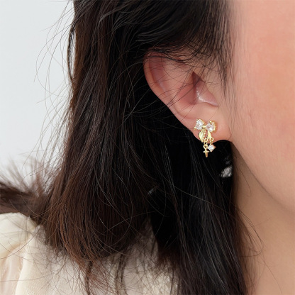 Starlight Whispers Velvet Bows Earrings