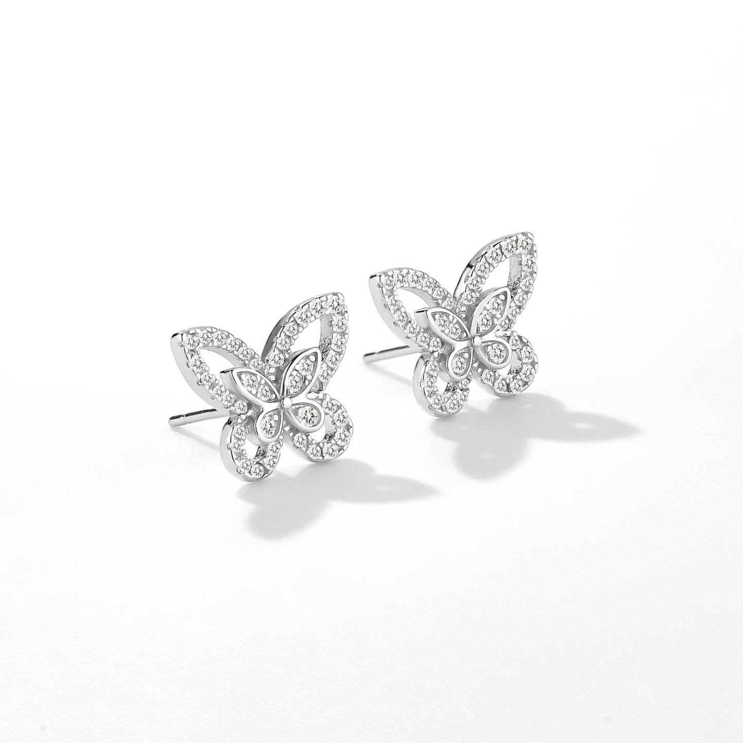 Luxury V-Gold Plated Hollow Butterfly Stud Earrings
