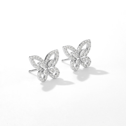 Luxury V-Gold Plated Hollow Butterfly Stud Earrings